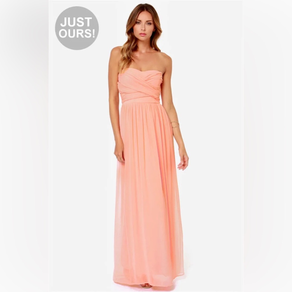 LULUS Exclusive Slow Dance Strapless Peach Maxi Dress